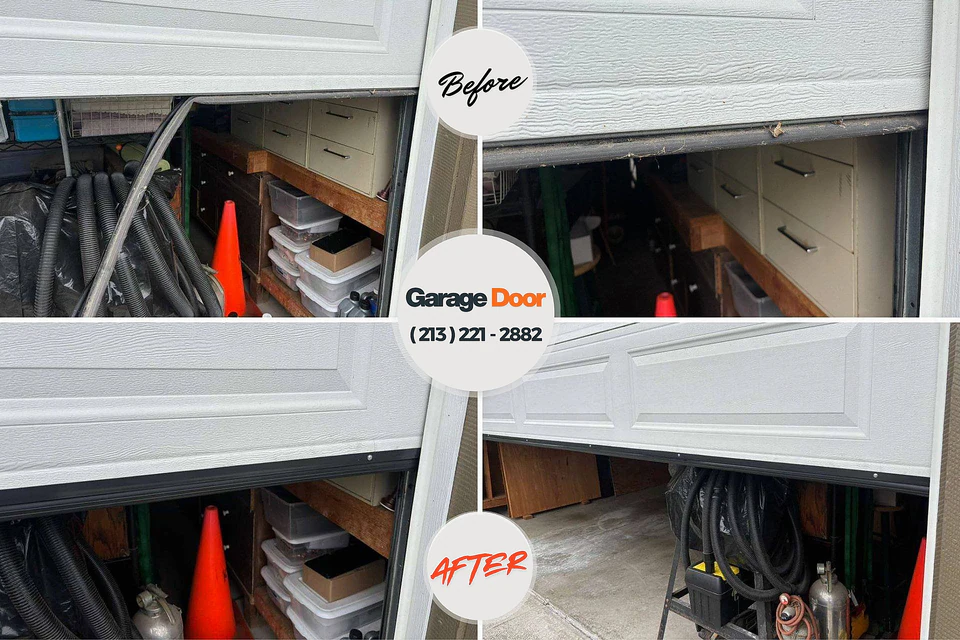 Before and after: garage door repair Loudoun Valley Estates, VA